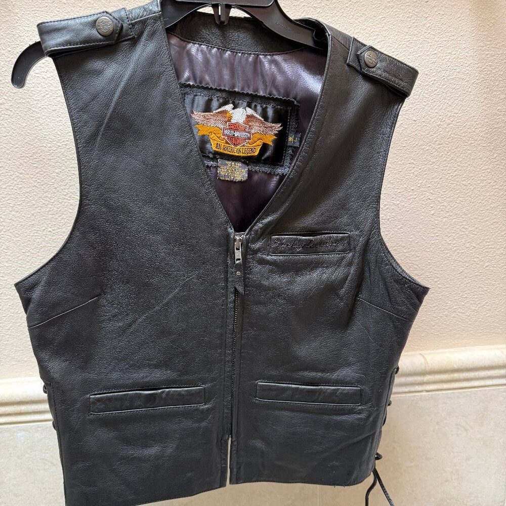 Ladies Harley Davidson Leather Vest Size Large